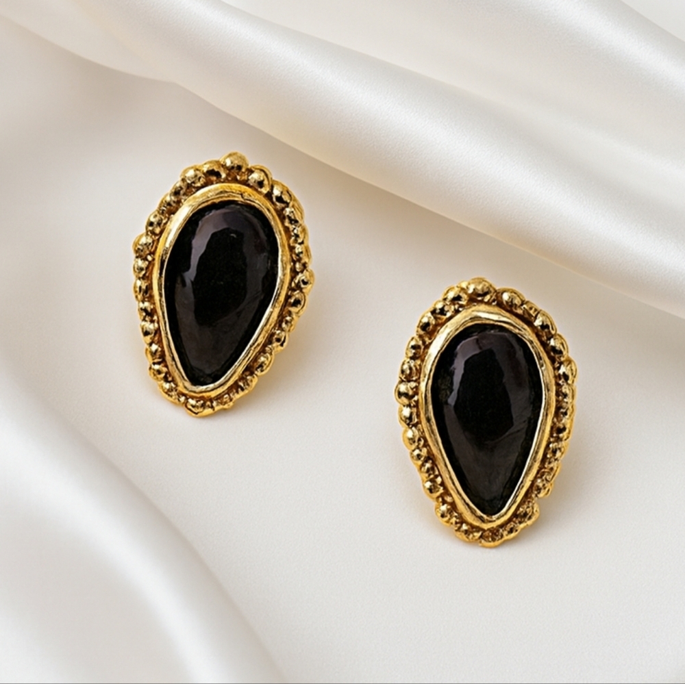 Elegant Gold & Dark Smoky Brown Teardrop Earrings – Chic Statement Jewelry Women
